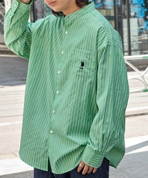 U.S. POLO ASSN. /ユーエスポロアッスン 別注 ワンポイント刺繍ロゴ オーバーサイズ L/S バンドカラーブロード/デニム シャツ