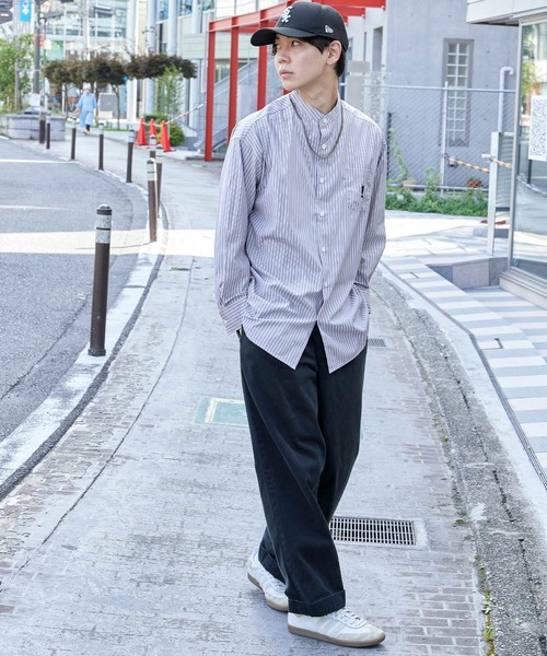 U.S. POLO ASSN.(ユーエスポロアッスン)の「U.S. POLO ASSN. /ユーエスポロアッスン 別注 ワンポイント刺繍ロゴ オーバーサイズ L/S バンドカラーブロード/デニム シャツ(シャツ/ブラウス・メンズ・ホワイト/ブラック/ネイビー/インディゴブルー/ブルー/ブルー系その他/ストライプ/グレイッシュベージュ/グレー/グリーン系・S/M/L)」の15枚目の写真