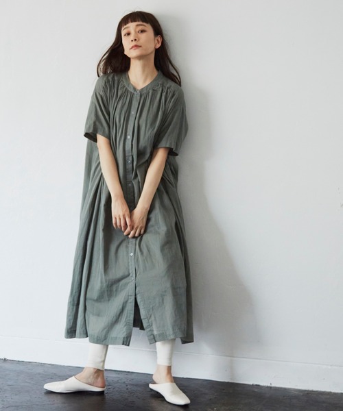 Libra Cue（リブラ キュー）の「コットンボイルエアリーワンピース（ワンピース・レディース・チャコールグレー/ベージュ/ミント/マスタード・FREE）」の3枚目の写真