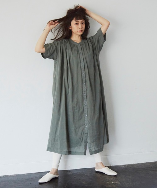 Libra Cue（リブラ キュー）の「コットンボイルエアリーワンピース（ワンピース・レディース・チャコールグレー/ベージュ/ミント/マスタード・FREE）」の22枚目の写真