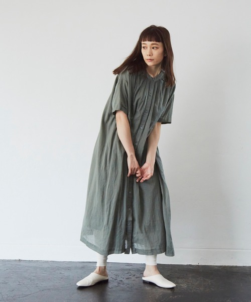 Libra Cue（リブラ キュー）の「コットンボイルエアリーワンピース（ワンピース・レディース・チャコールグレー/ベージュ/ミント/マスタード・FREE）」の6枚目の写真