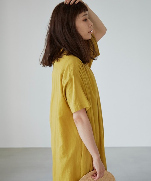 Libra Cue（リブラ キュー）の「コットンボイルエアリーワンピース（ワンピース・レディース・チャコールグレー/ベージュ/ミント/マスタード・FREE）」の10枚目の写真