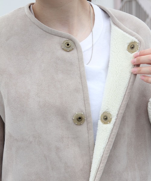 LE GLAZIK（ルグラジック）の「LE GLAZIK/ル グラジック　フェイクムートンリバーシブルコート　FAKE MOUTON REVERSIBLE COAT #LG-A0092NFM（ムートンコート・レディース・グレー/サンドベージュ・36）」の9枚目の写真