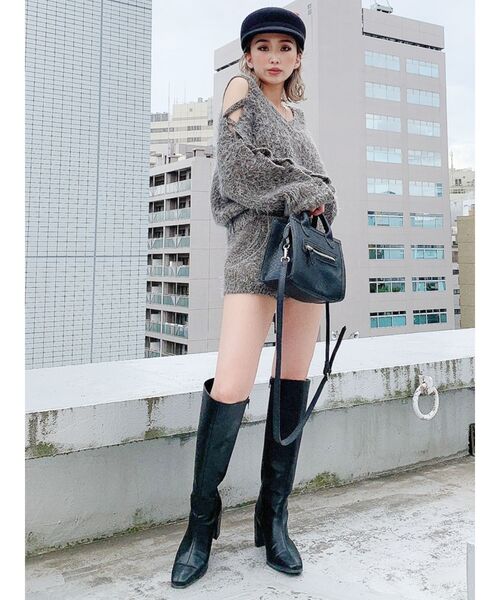 GYDA(ジェイダ)の「【セットアップ着用可】レースアップシャギーニット トップス(ニット/セーター・レディース・チャコールグレー/ベージュ/オリーブ・FREE)」の10枚目の写真