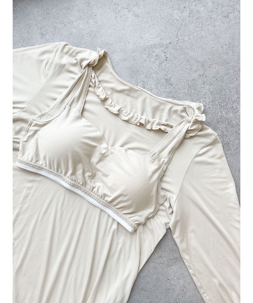 SLURR(スラ―)の「Feminine long onepiece(ルームウェア/パジャマ・レディース・ライトベージュ・FREE)」の20枚目の写真