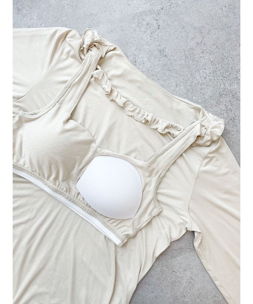 SLURR(スラ―)の「Feminine long onepiece(ルームウェア/パジャマ・レディース・ライトベージュ・FREE)」の22枚目の写真