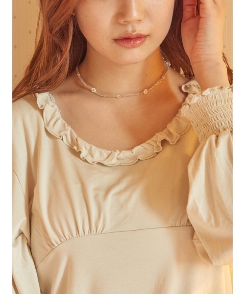 SLURR(スラ―)の「Feminine long onepiece(ルームウェア/パジャマ・レディース・ライトベージュ・FREE)」の7枚目の写真