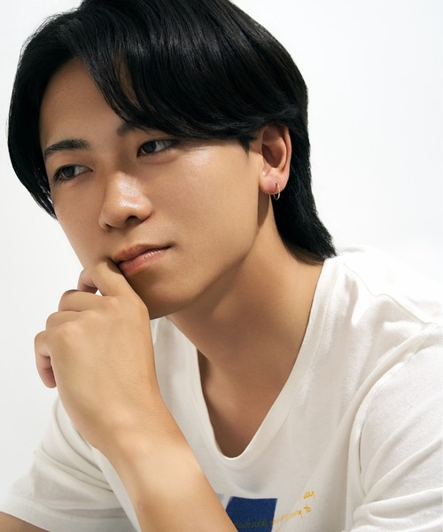 K18 フープ ピアス 1mm幅×13mm（ピアス（両耳用））｜Jewel closet by