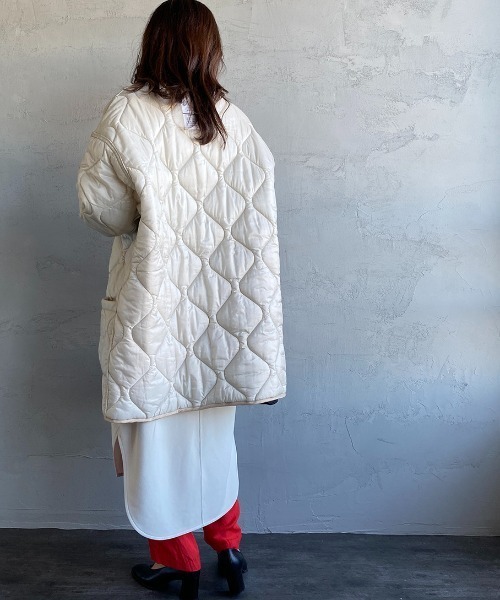 JEANS FACTORY （ジーンズファクトリー）の「【WEB限定】[MILITARY/ミリタリー] 別注 Ｍ-65 キルティングライナージャケット（ミリタリージャケット・レディース・ブラック/オフホワイト/オリーブ・S/M/L）」の7枚目の写真