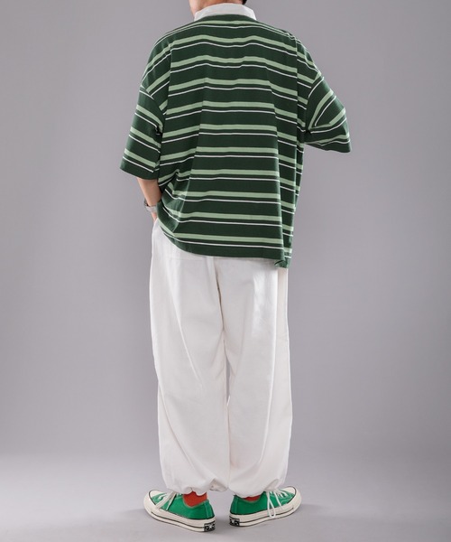 kutir（クティール）の「ボーダーラガーシャツ（ポロシャツ・メンズ・オフホワイト/ボルドー/グリーン・MEDIUM/LARGE）」の17枚目の写真