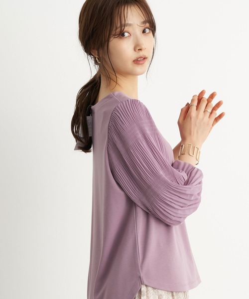 earth music&ecology(アースミュージックアンドエコロジー)の「マジョリカスリーブプルオーバー *(Tシャツ/カットソー・レディース・ブラック/ブラウン/オフホワイト/ミント/ラベンダー/ライトベージュ・FREE)」の6枚目の写真