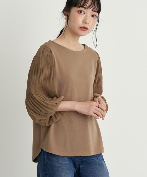 earth music&ecology(アースミュージックアンドエコロジー)の「マジョリカスリーブプルオーバー *(Tシャツ/カットソー・レディース・ブラック/ブラウン/オフホワイト/ミント/ラベンダー/ライトベージュ・FREE)」の3枚目の写真