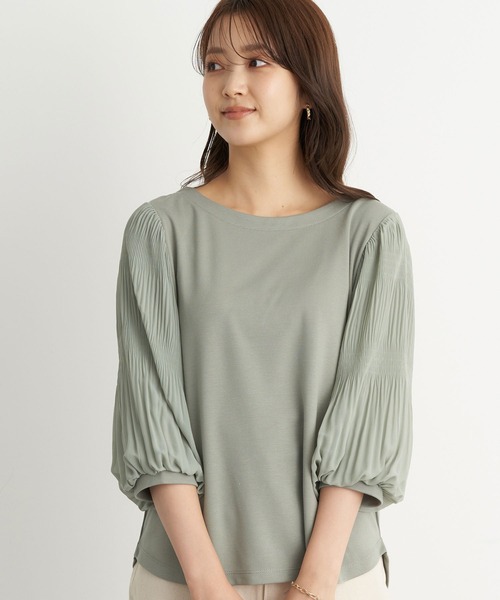 earth music&ecology(アースミュージックアンドエコロジー)の「マジョリカスリーブプルオーバー *(Tシャツ/カットソー・レディース・ブラック/ブラウン/オフホワイト/ミント/ラベンダー/ライトベージュ・FREE)」の5枚目の写真