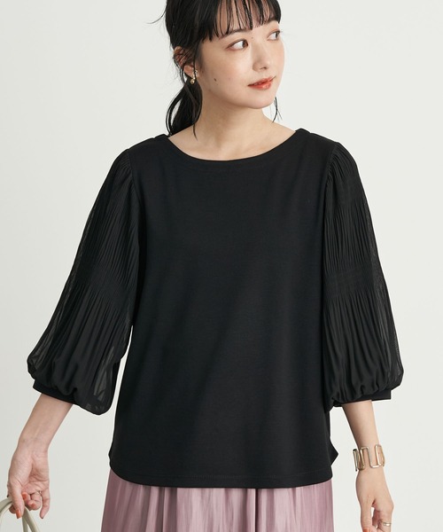 earth music&ecology(アースミュージックアンドエコロジー)の「マジョリカスリーブプルオーバー *(Tシャツ/カットソー・レディース・ブラック/ブラウン/オフホワイト/ミント/ラベンダー/ライトベージュ・FREE)」の2枚目の写真