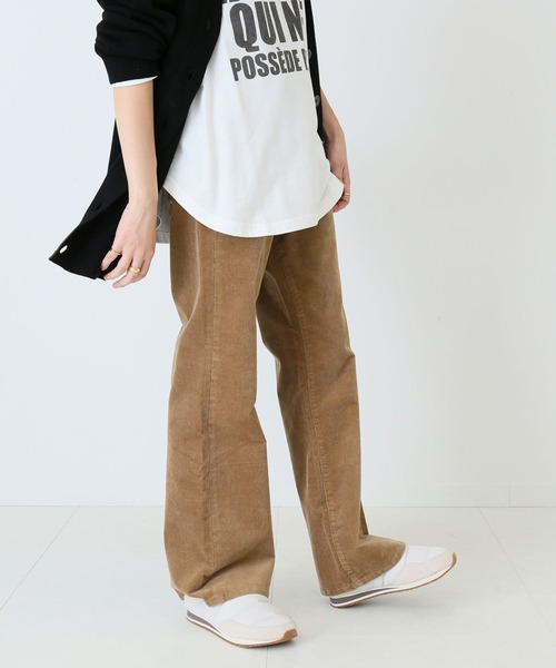 SLOBE IENA（スローブイエナ）の「ストレッチコールスリムフレアパンツ【洗濯機使用可能】◆（その他パンツ・レディース・グレー/サックスブルー/キャメル・38/36）」の3枚目の写真