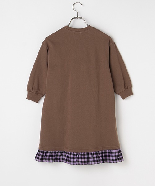 b・ROOM(ビールーム)の「裾チェック使いスウェットワンピース(ワンピース・キッズ・エンジ/ブラウン/グリーン/ブラック・90cm/100cm/120cm/110cm/130cm)」の6枚目の写真