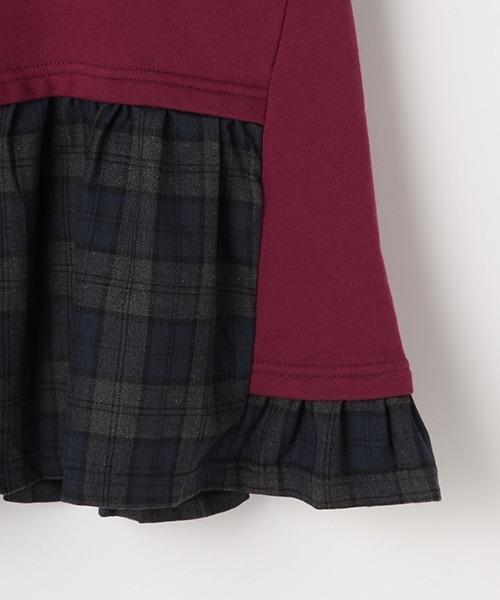 b・ROOM(ビールーム)の「裾チェック使いスウェットワンピース(ワンピース・キッズ・エンジ/ブラウン/グリーン/ブラック・90cm/100cm/120cm/110cm/130cm)」の5枚目の写真