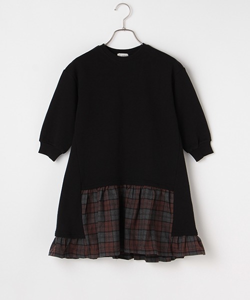b・ROOM(ビールーム)の「裾チェック使いスウェットワンピース(ワンピース・キッズ・エンジ/ブラウン/グリーン/ブラック・90cm/100cm/120cm/110cm/130cm)」の16枚目の写真