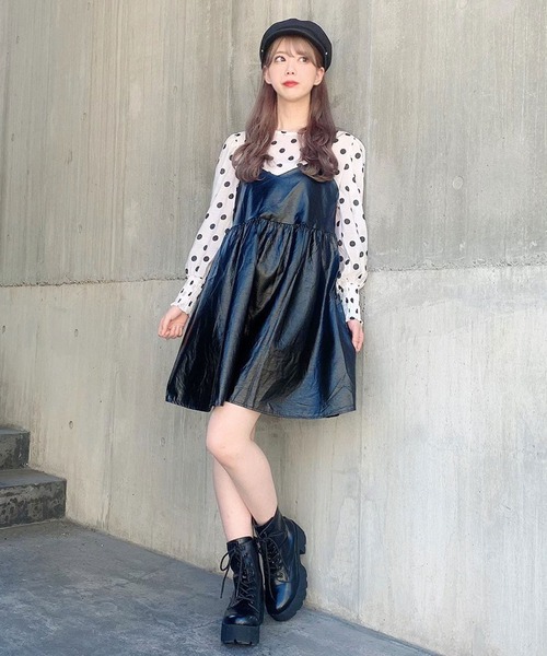 Voyage titty&Co.PETIT(ボヤージュティティアンドコープチ)の「【Voyage titty&Co. PETIT】ティアードミニキャミワンピース(ワンピース・レディース・ブラック/ベージュ・FREE)」の5枚目の写真