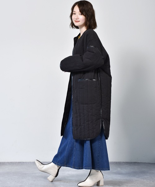 RETRO GIRL（レトロガール）の「キルトパイピングコート（ノーカラーコート・レディース・ブラウン/ブラック/ライトベージュ・FREE）」の10枚目の写真