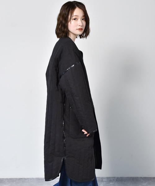 RETRO GIRL（レトロガール）の「キルトパイピングコート（ノーカラーコート・レディース・ブラウン/ブラック/ライトベージュ・FREE）」の13枚目の写真