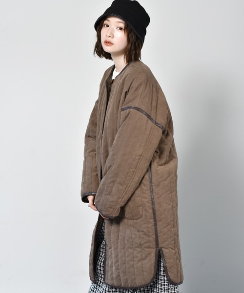RETRO GIRL（レトロガール）の「キルトパイピングコート（ノーカラーコート・レディース・ブラウン/ブラック/ライトベージュ・FREE）」の11枚目の写真