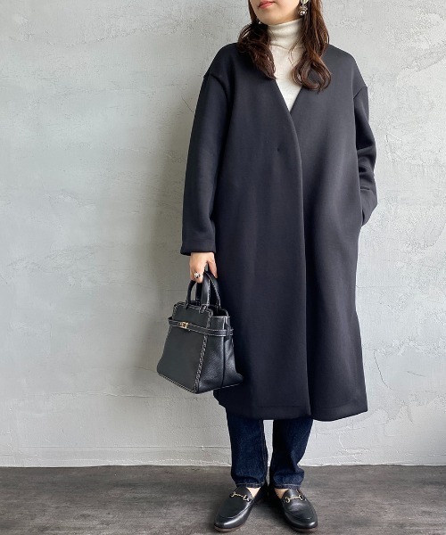 CLOCHE（クロシェ）の「[CLOCHE /クロシェ] ダンボールニット Vネックロングコート（その他アウター・レディース・グレイッシュベージュ/ブラウン/グリーン/ブラック・2）」の20枚目の写真