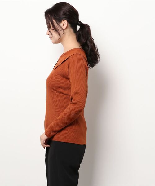 Te chichi（テチチ）の「【貴島明日香コラボ】フラットカラーリブニット（ニット/セーター・レディース・ブラック/オレンジ/モカ・ﾌﾘ-）」の5枚目の写真
