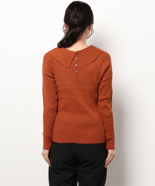 Te chichi（テチチ）の「【貴島明日香コラボ】フラットカラーリブニット（ニット/セーター・レディース・ブラック/オレンジ/モカ・ﾌﾘ-）」の4枚目の写真