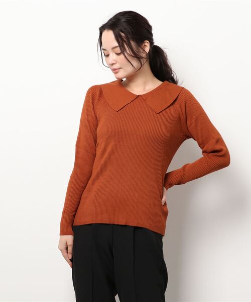 Te chichi（テチチ）の「【貴島明日香コラボ】フラットカラーリブニット（ニット/セーター・レディース・ブラック/オレンジ/モカ・ﾌﾘ-）」の8枚目の写真