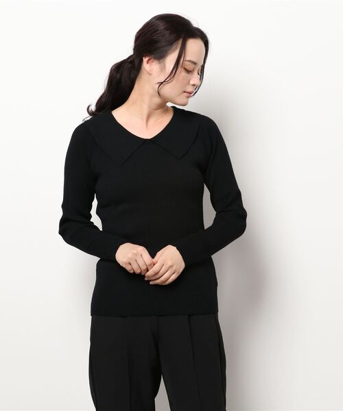 Te chichi（テチチ）の「【貴島明日香コラボ】フラットカラーリブニット（ニット/セーター・レディース・ブラック/オレンジ/モカ・ﾌﾘ-）」の7枚目の写真