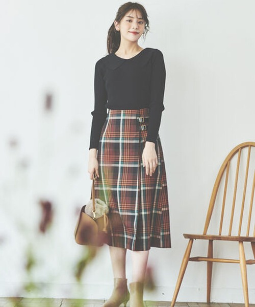 Te chichi（テチチ）の「【貴島明日香コラボ】フラットカラーリブニット（ニット/セーター・レディース・ブラック/オレンジ/モカ・ﾌﾘ-）」の9枚目の写真