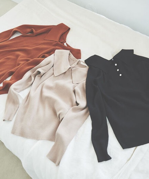 Te chichi（テチチ）の「【貴島明日香コラボ】フラットカラーリブニット（ニット/セーター・レディース・ブラック/オレンジ/モカ・ﾌﾘ-）」の14枚目の写真