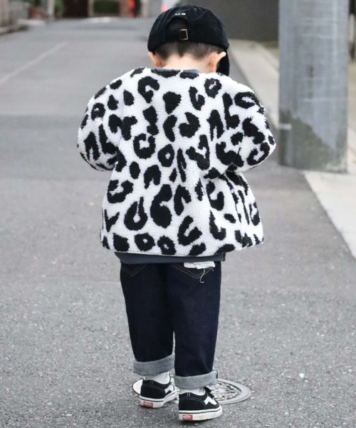 Kids Zozotown限定 レオパードアニマルボアカーディガン