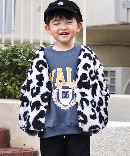 Kids Zozotown限定 レオパードアニマルボアカーディガン