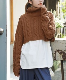 レイヤード ショート タートルニット