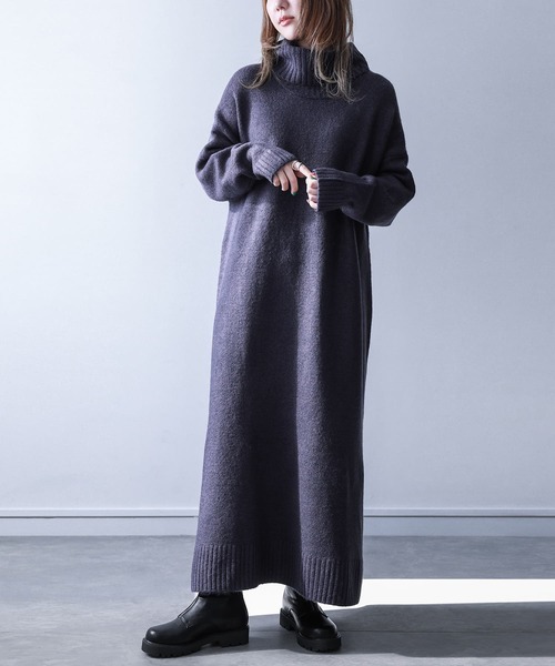 n'OrLABEL（ノアールレーベル）の「『ボリュームタートルニットワンピース』（ワンピース・レディース・チャコールグレー/ベージュ/ネイビー/テラコッタ/グリーン/マスタード/モカ/ブラック・FREE）」の7枚目の写真