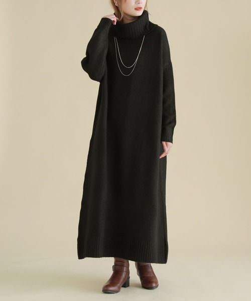 n'OrLABEL（ノアールレーベル）の「『ボリュームタートルニットワンピース』（ワンピース・レディース・チャコールグレー/ベージュ/ネイビー/テラコッタ/グリーン/マスタード/モカ/ブラック・FREE）」の10枚目の写真