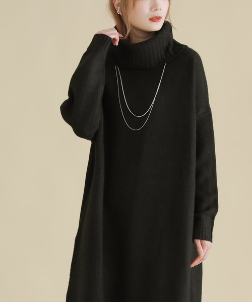 n'OrLABEL（ノアールレーベル）の「『ボリュームタートルニットワンピース』（ワンピース・レディース・チャコールグレー/ベージュ/ネイビー/テラコッタ/グリーン/マスタード/モカ/ブラック・FREE）」の11枚目の写真