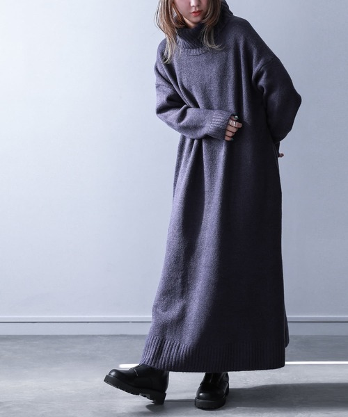 n'OrLABEL（ノアールレーベル）の「『ボリュームタートルニットワンピース』（ワンピース・レディース・チャコールグレー/ベージュ/ネイビー/テラコッタ/グリーン/マスタード/モカ/ブラック・FREE）」の22枚目の写真