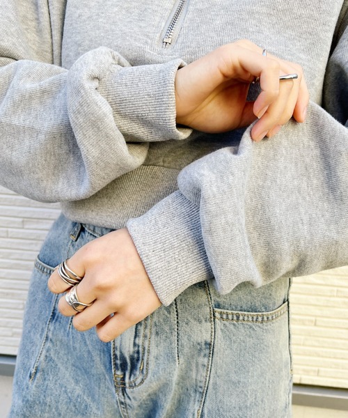 CLEA（クレア）の「ハーフジップショートスウェット（スウェット・レディース・ホワイト/グレー・FREE）」の20枚目の写真