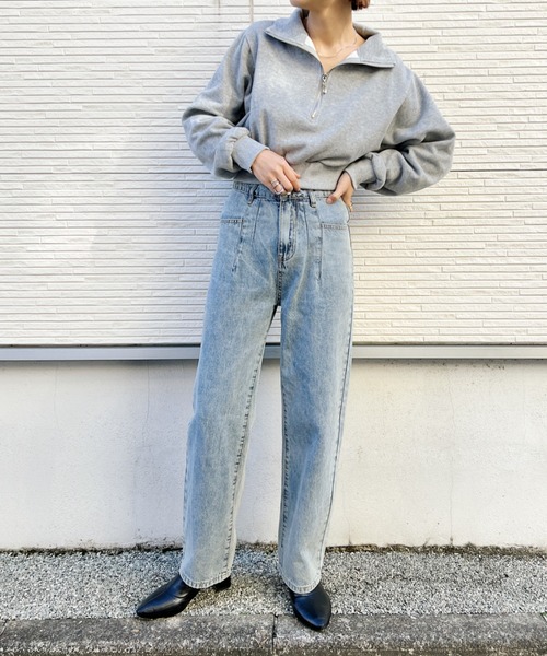 CLEA（クレア）の「ハーフジップショートスウェット（スウェット・レディース・ホワイト/グレー・FREE）」の22枚目の写真