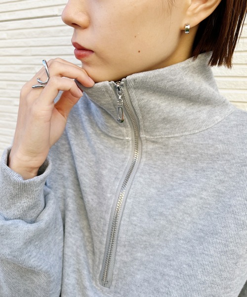 CLEA（クレア）の「ハーフジップショートスウェット（スウェット・レディース・ホワイト/グレー・FREE）」の19枚目の写真