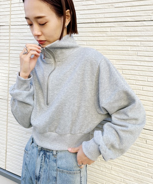 CLEA（クレア）の「ハーフジップショートスウェット（スウェット・レディース・ホワイト/グレー・FREE）」の13枚目の写真