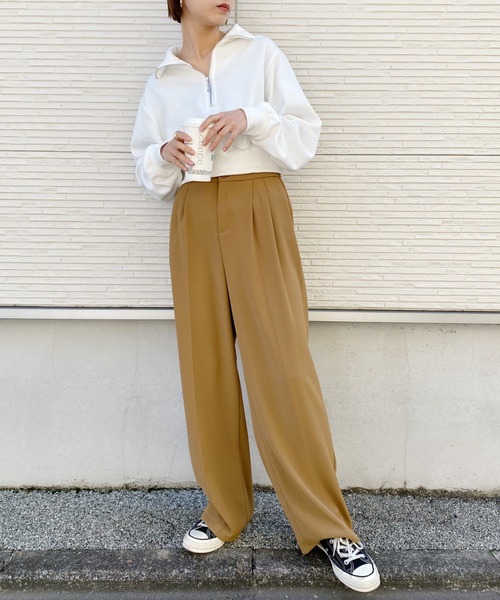 CLEA（クレア）の「ハーフジップショートスウェット（スウェット・レディース・ホワイト/グレー・FREE）」の9枚目の写真