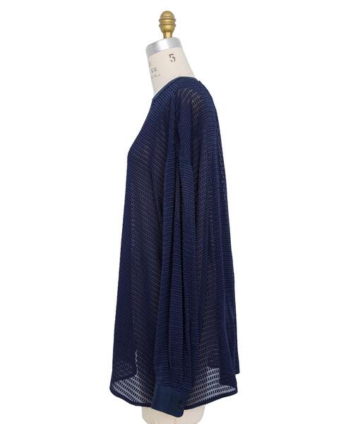 Drawer（ドゥロワー）の「＜Drawer（ドゥロワー）＞ カットジャカードクルーネックブラウス（シャツ/ブラウス・レディース・ネイビー・36/38）」の5枚目の写真