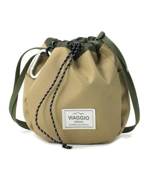 SHOO・LA・RUE(シューラルー)の「◆カラビナ付き VIAGGIO巾着ショルダー(ショルダーバッグ・レディース・チャコールグレー/ライトベージュ/ピンク系/カーキ系4・00)」の3枚目の写真