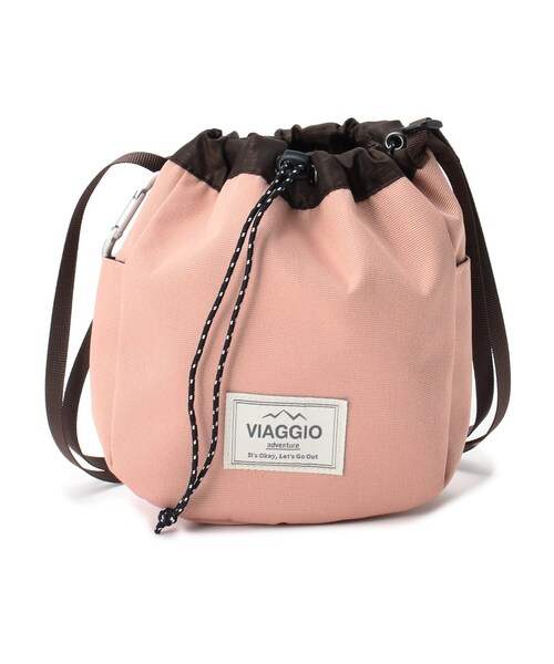 SHOO・LA・RUE(シューラルー)の「◆カラビナ付き VIAGGIO巾着ショルダー(ショルダーバッグ・レディース・チャコールグレー/ライトベージュ/ピンク系/カーキ系4・00)」の4枚目の写真