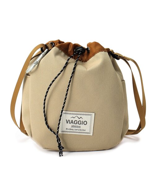 SHOO・LA・RUE(シューラルー)の「◆カラビナ付き VIAGGIO巾着ショルダー(ショルダーバッグ・レディース・チャコールグレー/ライトベージュ/ピンク系/カーキ系4・00)」の2枚目の写真