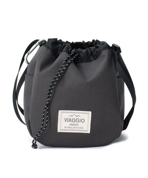 SHOO・LA・RUE(シューラルー)の「◆カラビナ付き VIAGGIO巾着ショルダー(ショルダーバッグ・レディース・チャコールグレー/ライトベージュ/ピンク系/カーキ系4・00)」の5枚目の写真